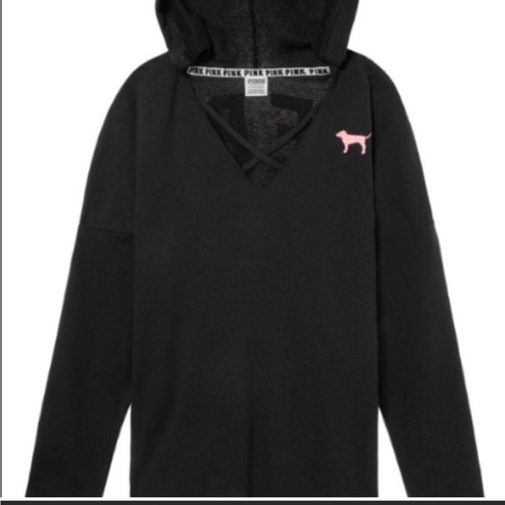 Vs pink criss cross hoodie varsity